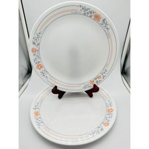 Vintage Corelle by Corning Peach Floral Dinner Plates 10.25 Inch Set of 2